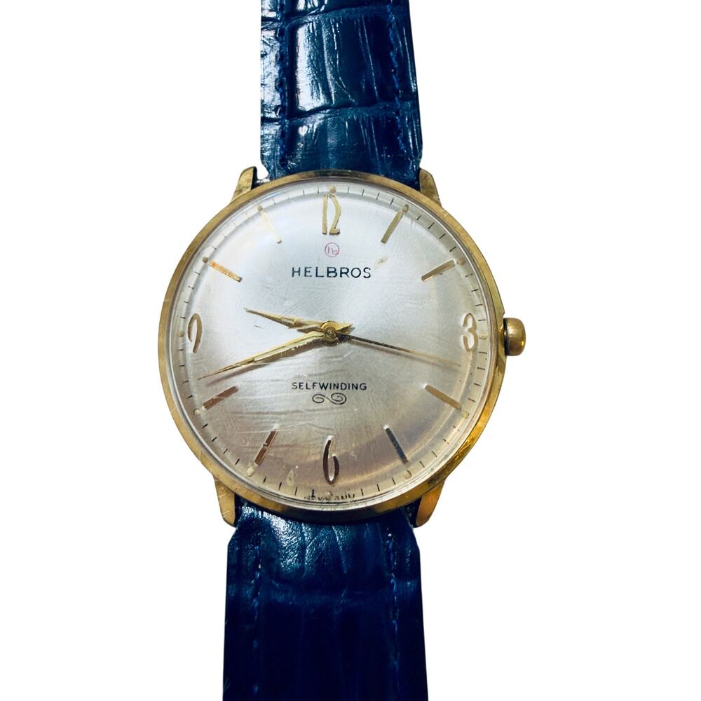 Vintage Helbros Swiss Automatic Watch Selfwinding Gold Tone 1950s-1960s Runs